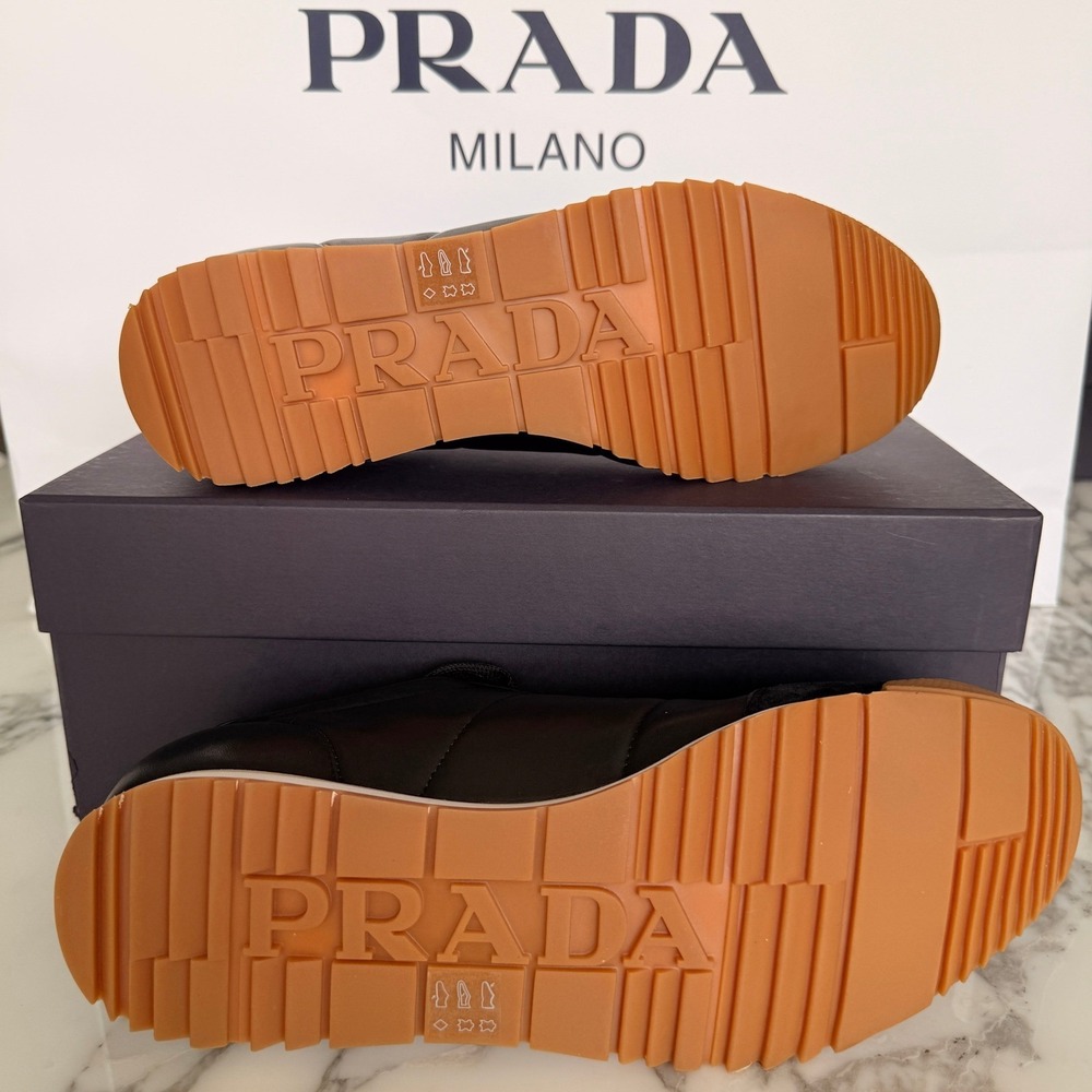PRADA 2EG486 Black Leather with Suede Sneakers Shoes - NEW - US 9 UK 8 - Picture 7 of 14